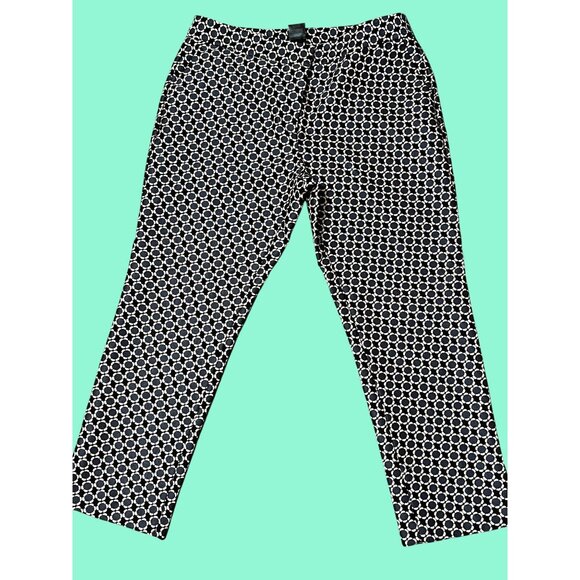 Ann Taylor Factory Womens Signature Pants Size 10 Black & Pink Circle Pattern - Picture 1 of 5